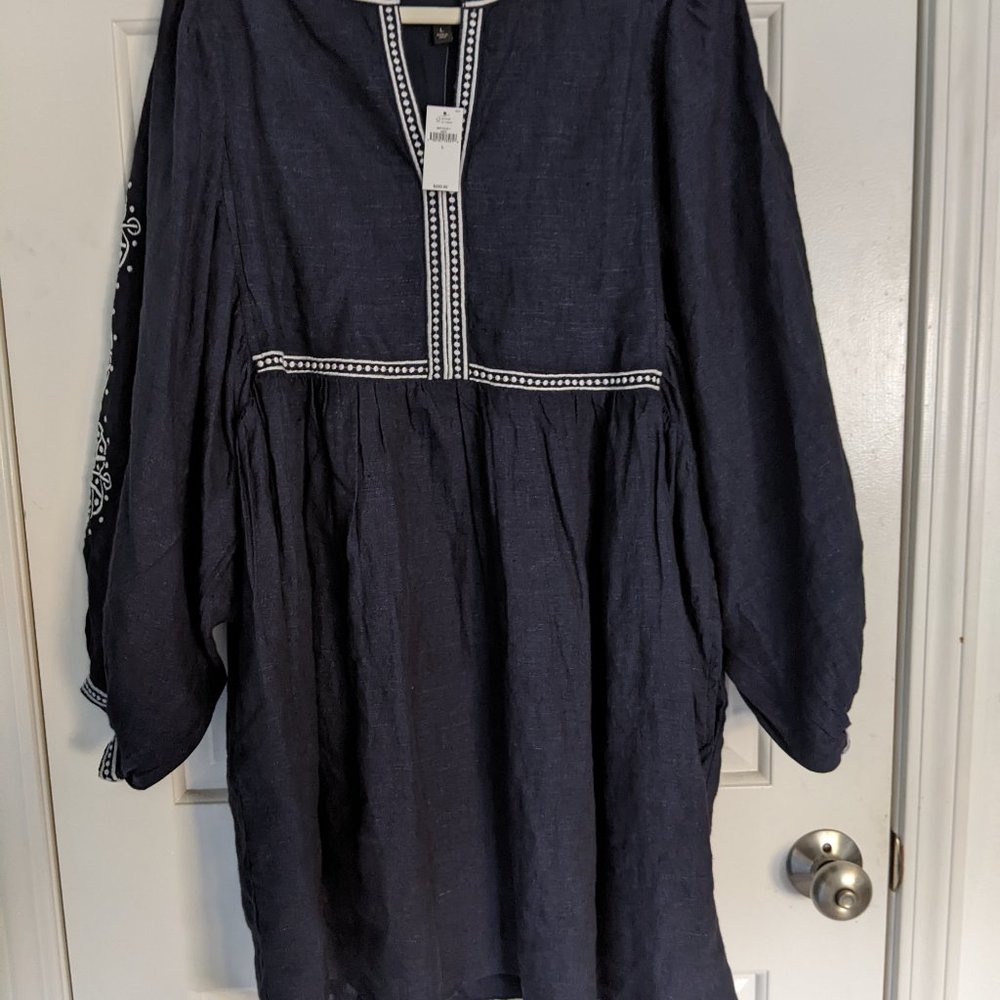 Banana Republic Embroidered Linen Dress